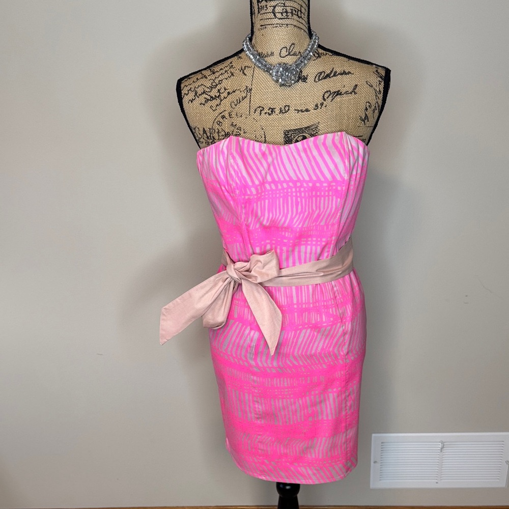 H&M Vibrant Pink Strapless Dress with Bow